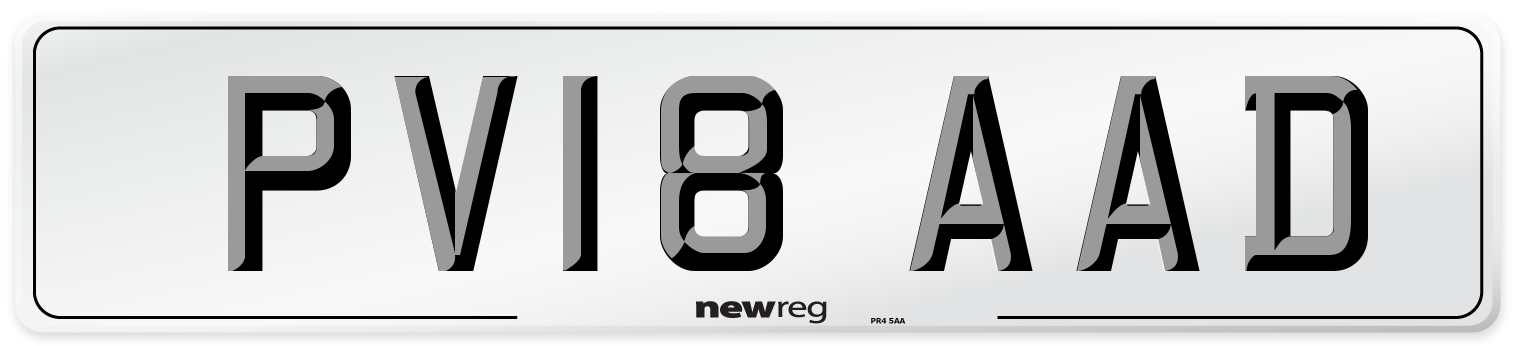 PV18 AAD Number Plate from New Reg